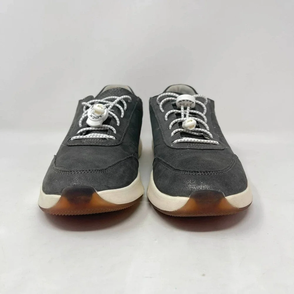 Vionic Uptown Leather Loafer Sneakers Gray Metallic Women 8 Orthotic Support